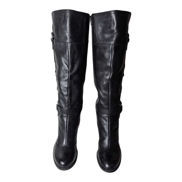 NINE WEST Happiest Black Leather Harnessed Knee High Boot Size 7M - Picture 4 of 9